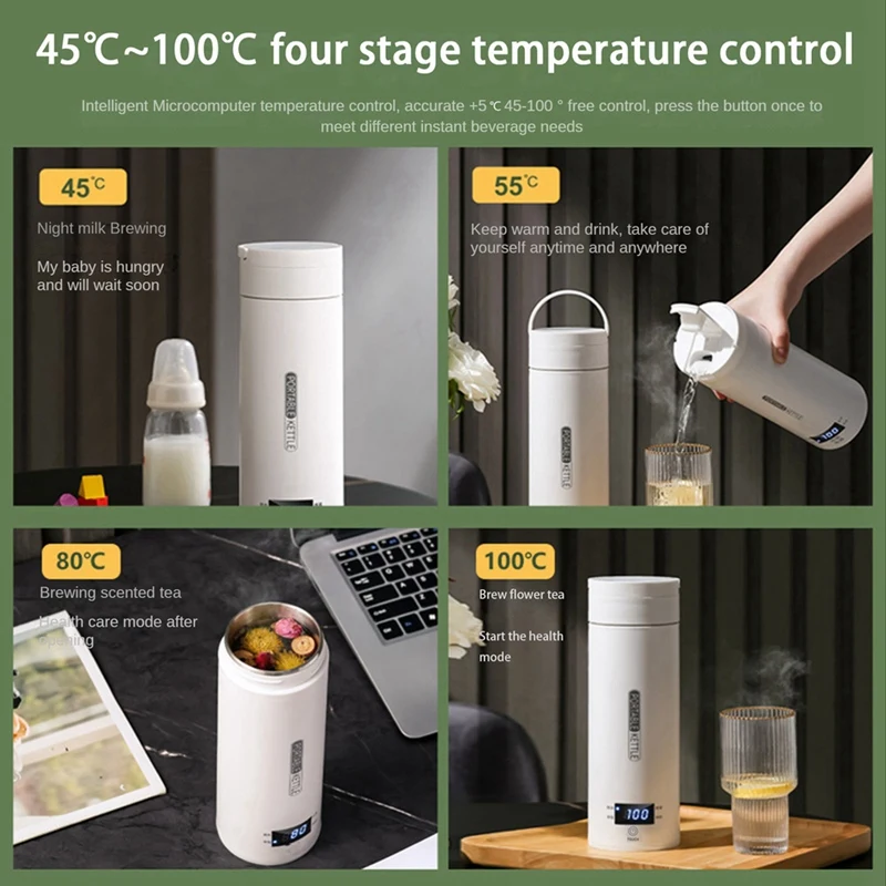 ABNL Electric Kettle Water Thermal Heating Boiler Travel Stainless Steel Tea Pot Coffee Milk Boiling Cup 110V 220V