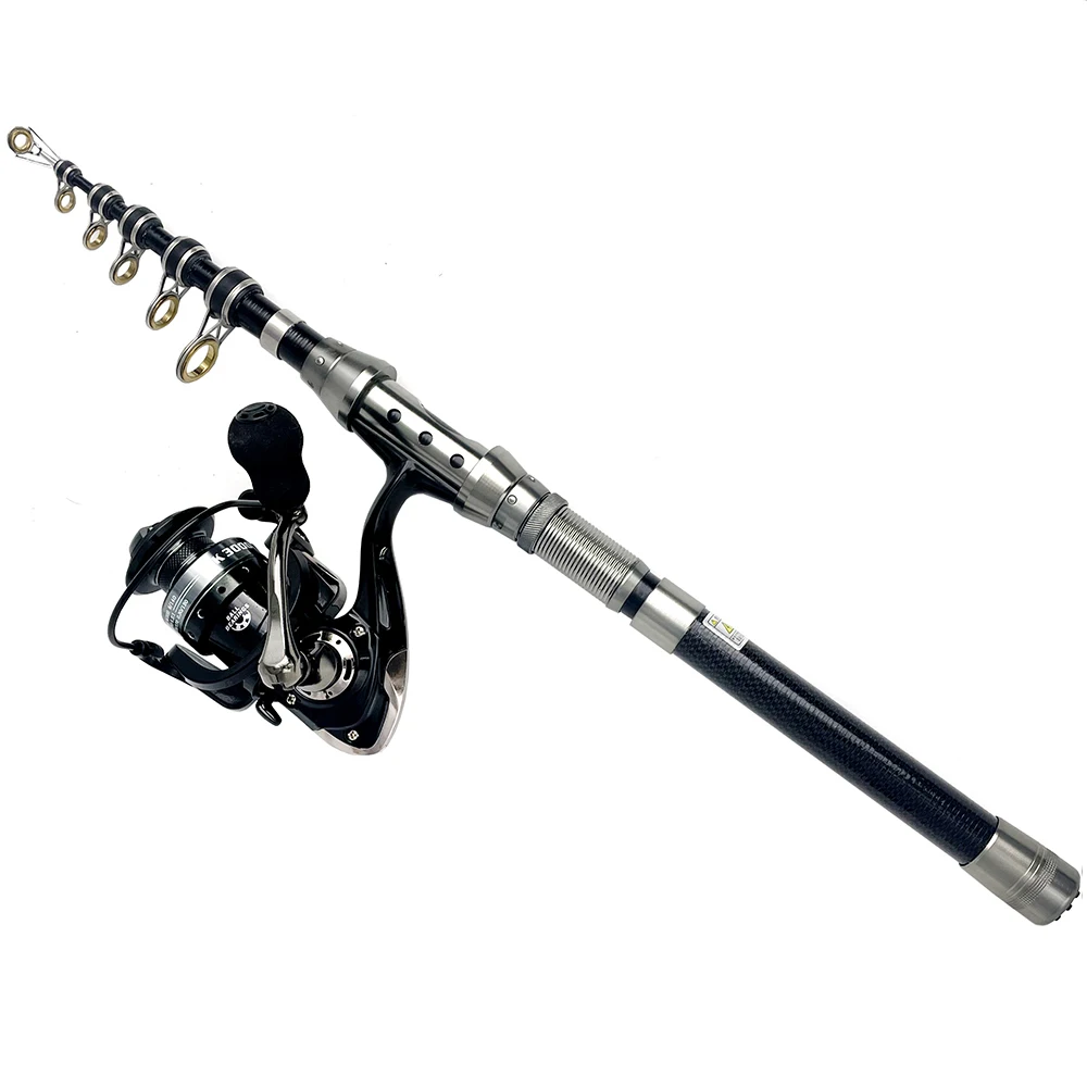 Beginner Travel Fishing Rod and Reel Combo Full Kit Fishing Tackle Set  Spinning Fish Reels Pole 1.5m 1.8m 2.1m 2.4m Sea Pesca