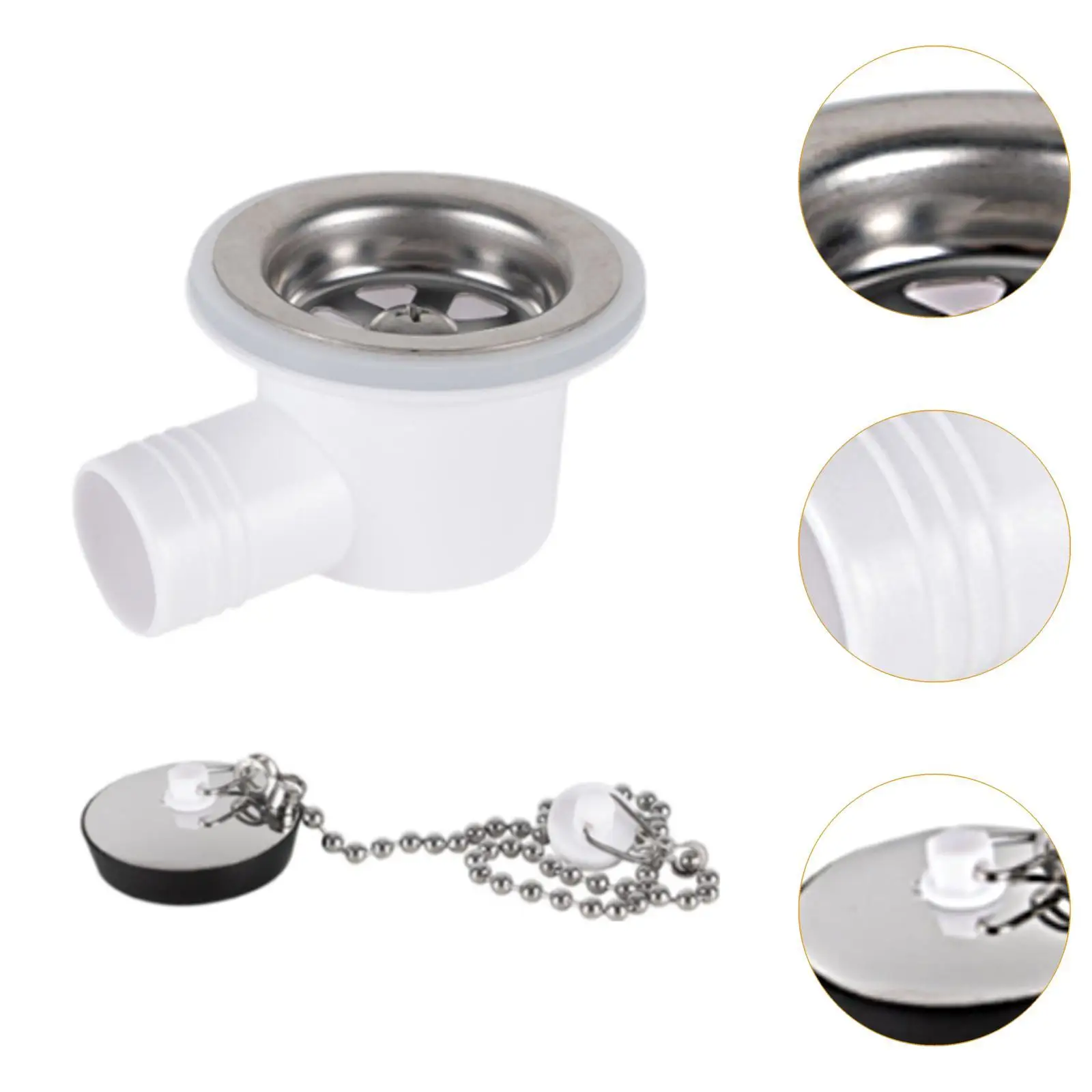 Sink Waste Drain Plug Hole Angle Fitting Stainless Steel Replaces for Motorhome Boat