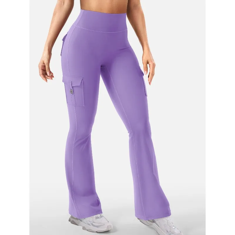 Newest Women Wide Leg High Stretch Yoga Leggings Naked Feeling Compression Fitness Workwear with Pockets Yoga Pant