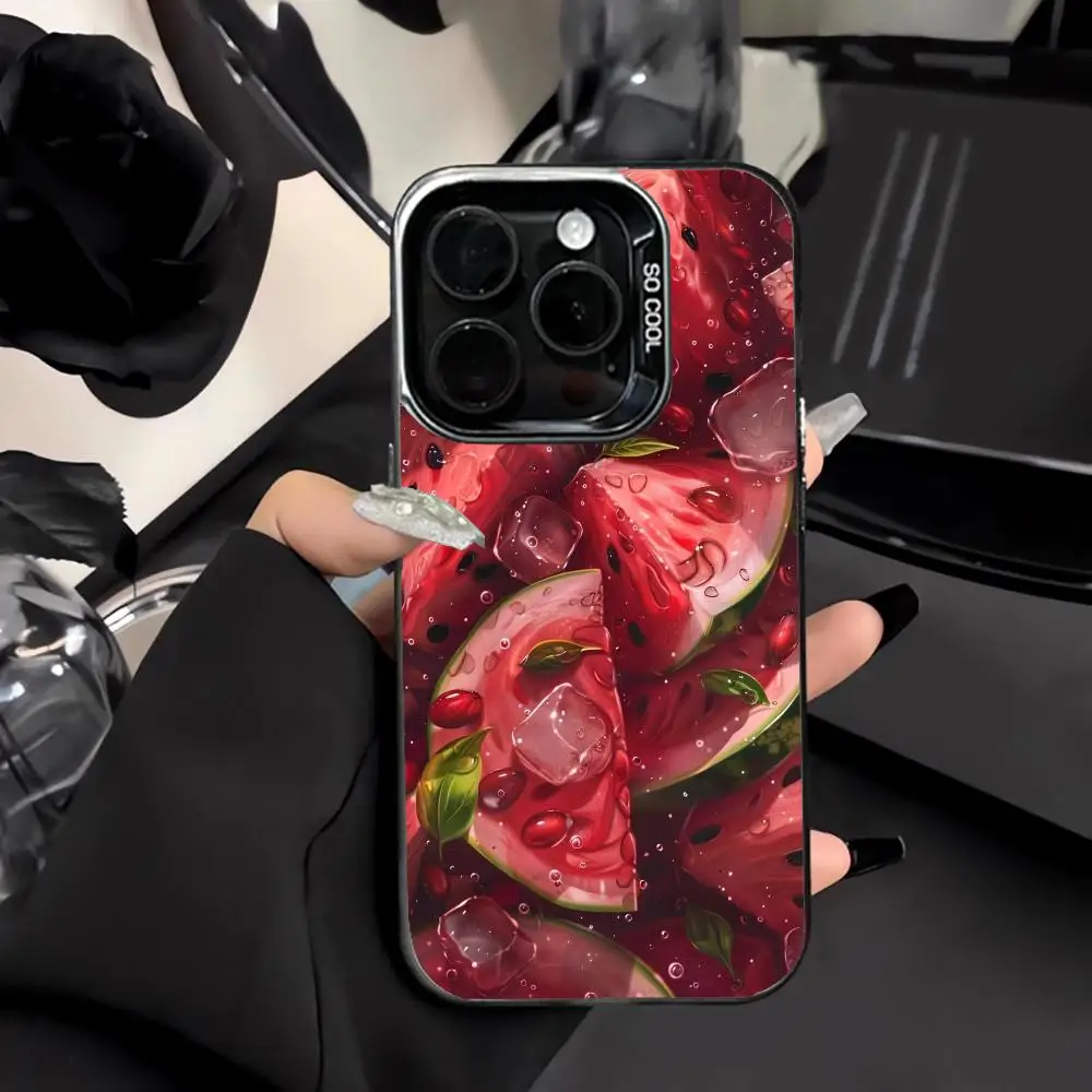 Cartoon Ice Cube and Watermelons Phone Case Shockproof&anti Slip Frosted Suitable for iPhone 16 15 14 13 12 11 Pro Max Plus Mini 1