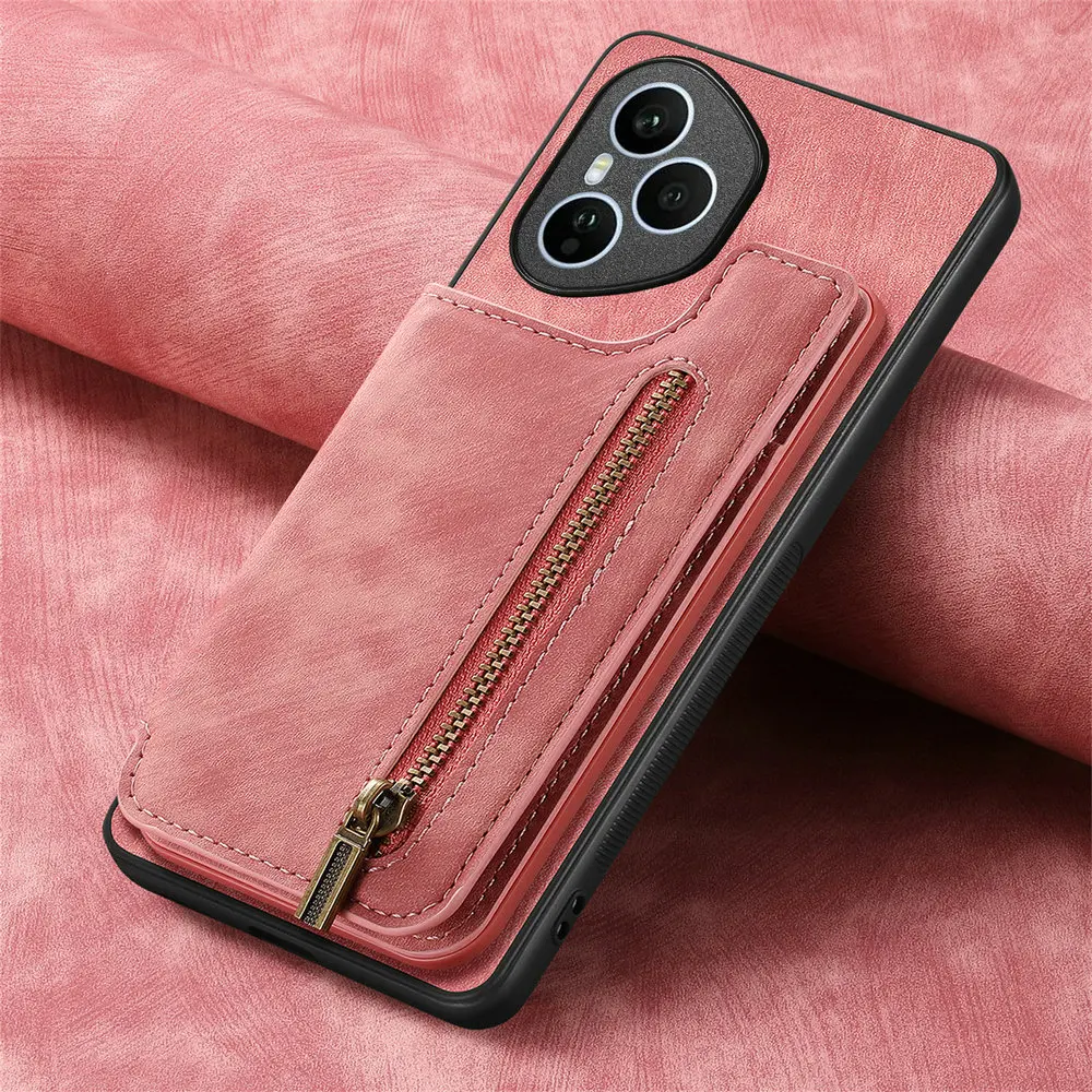 MOJIA Custodia Portafoglio per Honor 90 5G, Pelle PU Flip Cover per Telefono con Guscio Interno in TPU, Multifunzione Porta Carte con Cinturino Polso. Marrone