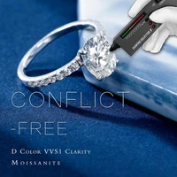 Shiny Oval Moissanite Ring 2ct Laboratory Diamond 18K Gold Plated S925 Silver Women Wedding Engagement Jewelry with Certificate 3