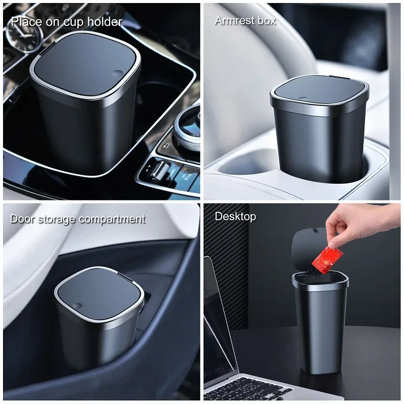 800ML Car Trash Holder Click Garbage Bin Ashtray Dust Case Trash Waste Bag Open Cover Auto Organizer Storage Box Car Accessories