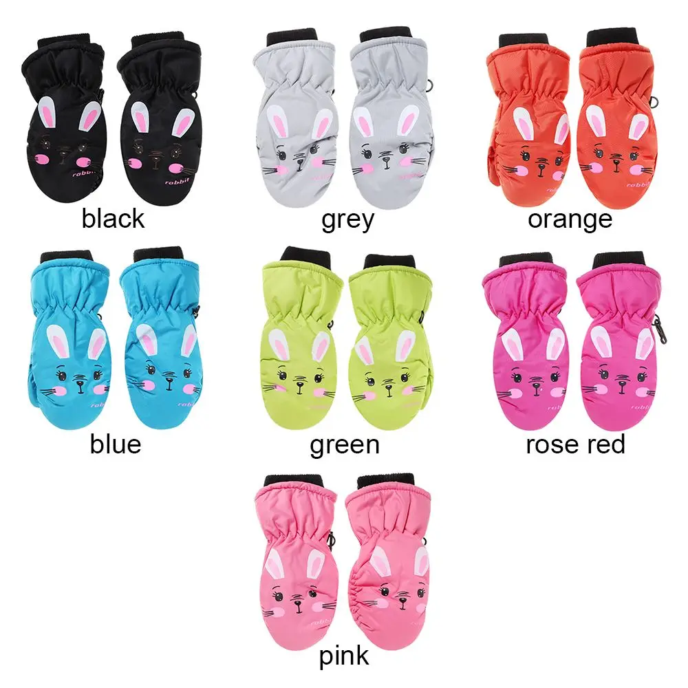 Kids Winter Ski Gloves Cute Cartoon Rabbit Warm Mittens Non-slip Waterproof Windproof Outdoor Sports For 0-5Y Boys Girls winter gloves ski gloves baby mittens
