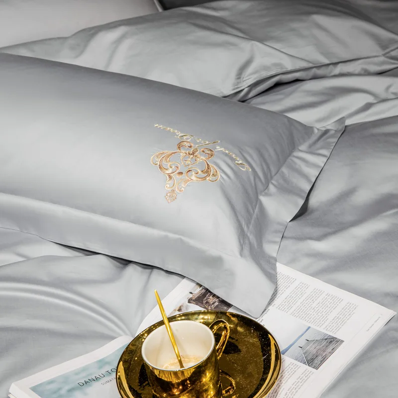 High quality cotton Embroidery Soft Duvet cover bedsheet Pillowcases Fitted sheet Thicken Bedding Set King queen 15 S1cbd1d4c8fa9404c9c5c2c25e05fc91fp