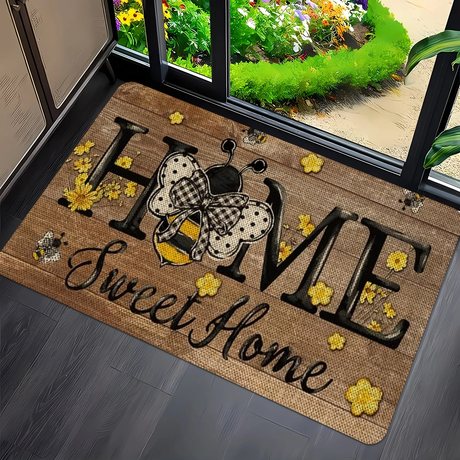 1pc 꿀벌 패턴 바닥 매트 카펫 현관 매트, 출입구 깔개 - 거실, 침실, 주방, ..