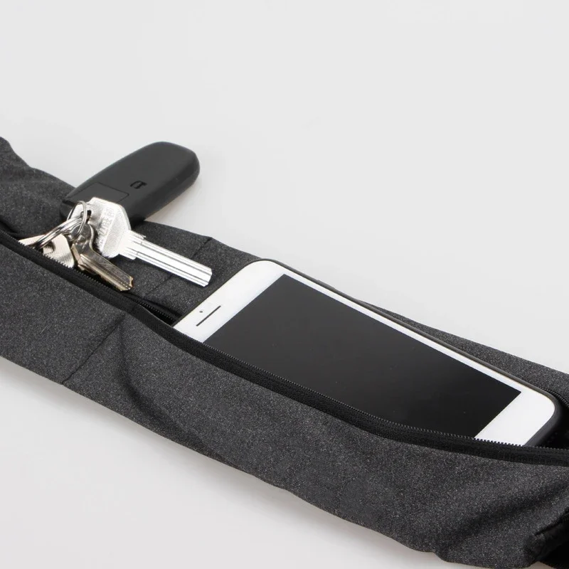 Queshark Reflective Elastic Waistband Sport Bag Double Zipper Pocket Running Gym Yoga Waist Belt Pack Phone Waist Wallet Bag 3