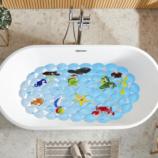 Tapis de bain antidérapant en PVC, 38x68cm, dessin animé mignon, pour douche, baignoire, avec ventouse, coussin de Massage doux, pour enfants et personnes âgées 3