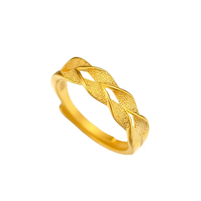 Pure 24K Yellow Gold Ring For Women Men Matte Finish 3D Simple Band Ring 7  to 10 | eBay