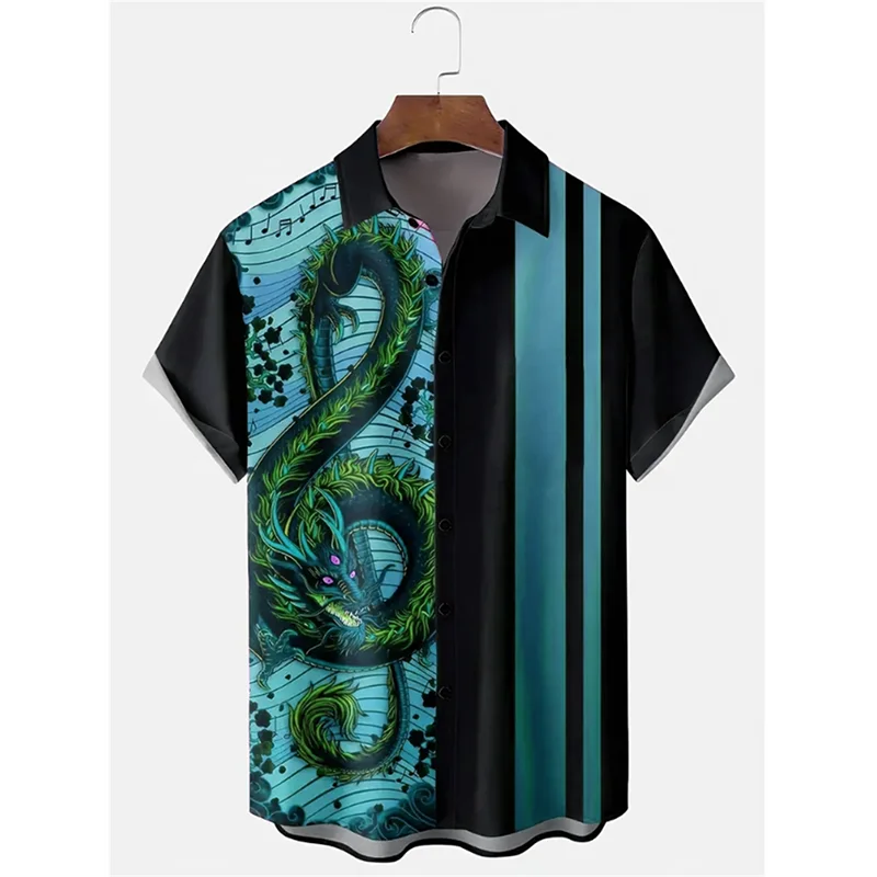 

Dragon Musical Note 3D Print Hawaiian Beach Shirts Men Women Casual Fashion Short Sleeve Shirt Tops Blouse Harajuku Man Clothing