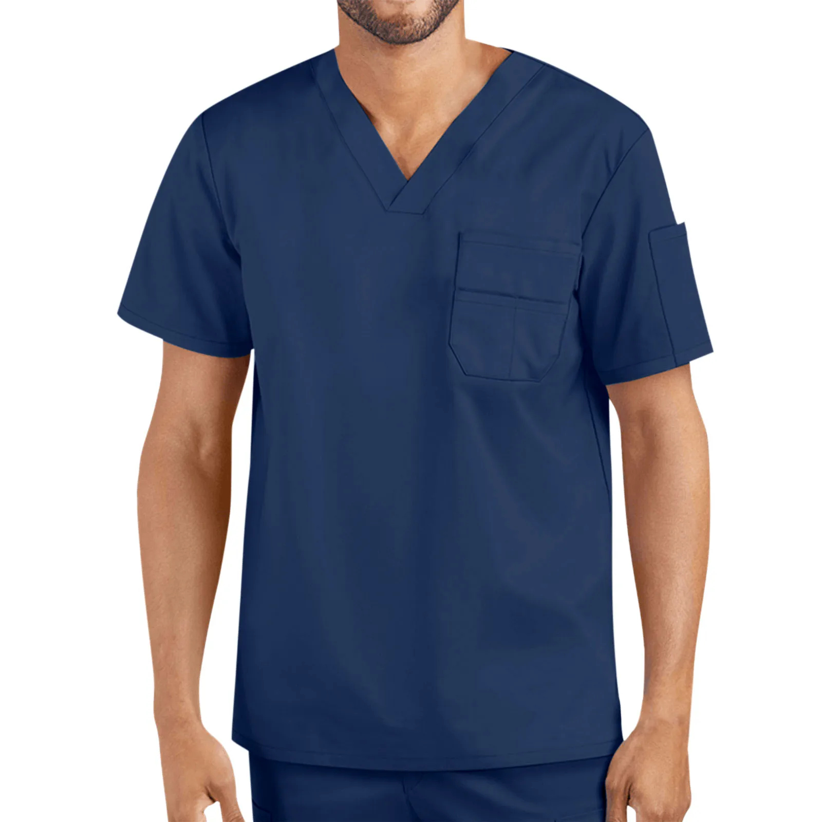 Nurse Uniform Men Scrubs Blouse Short Sleeve Pockets Workers T Shirts Medical Nursing Uniform Accessories