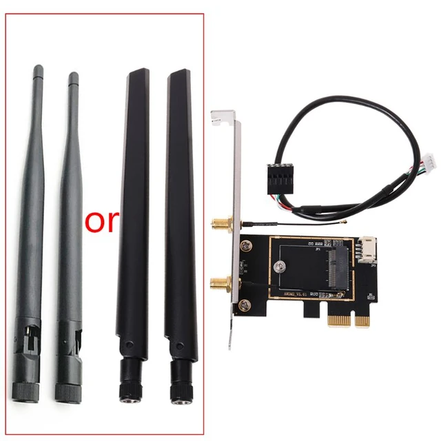 Wireless Wifi network card Mini PCIE full / half size to PCI-E 1X 4X  desktop adapter 2 antennas computer - AliExpress