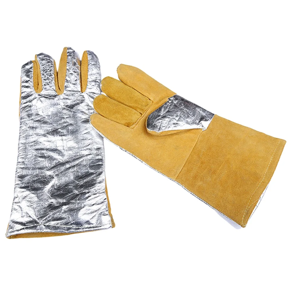 

Double Layer Heat Resistant Flame Retardant Welding Gloves Heat Resistant Gloves for Welding BBQ Oven (1 Pair)
