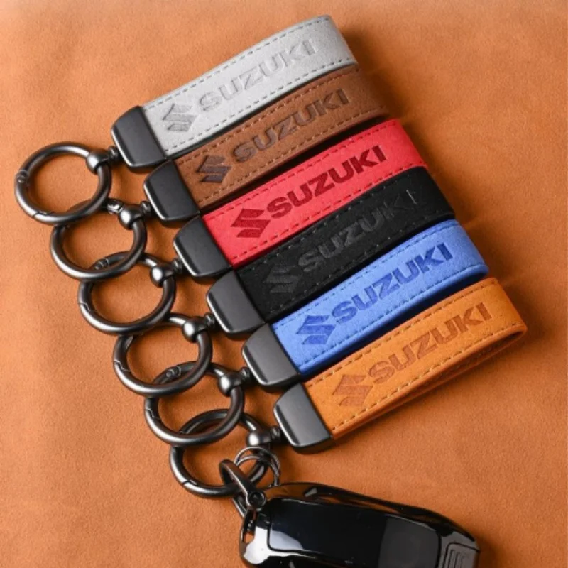 Porte-clés en cuir multicolore pour moto Suzuki, pendentif de décoration de clé Simple, individuel et à la mode