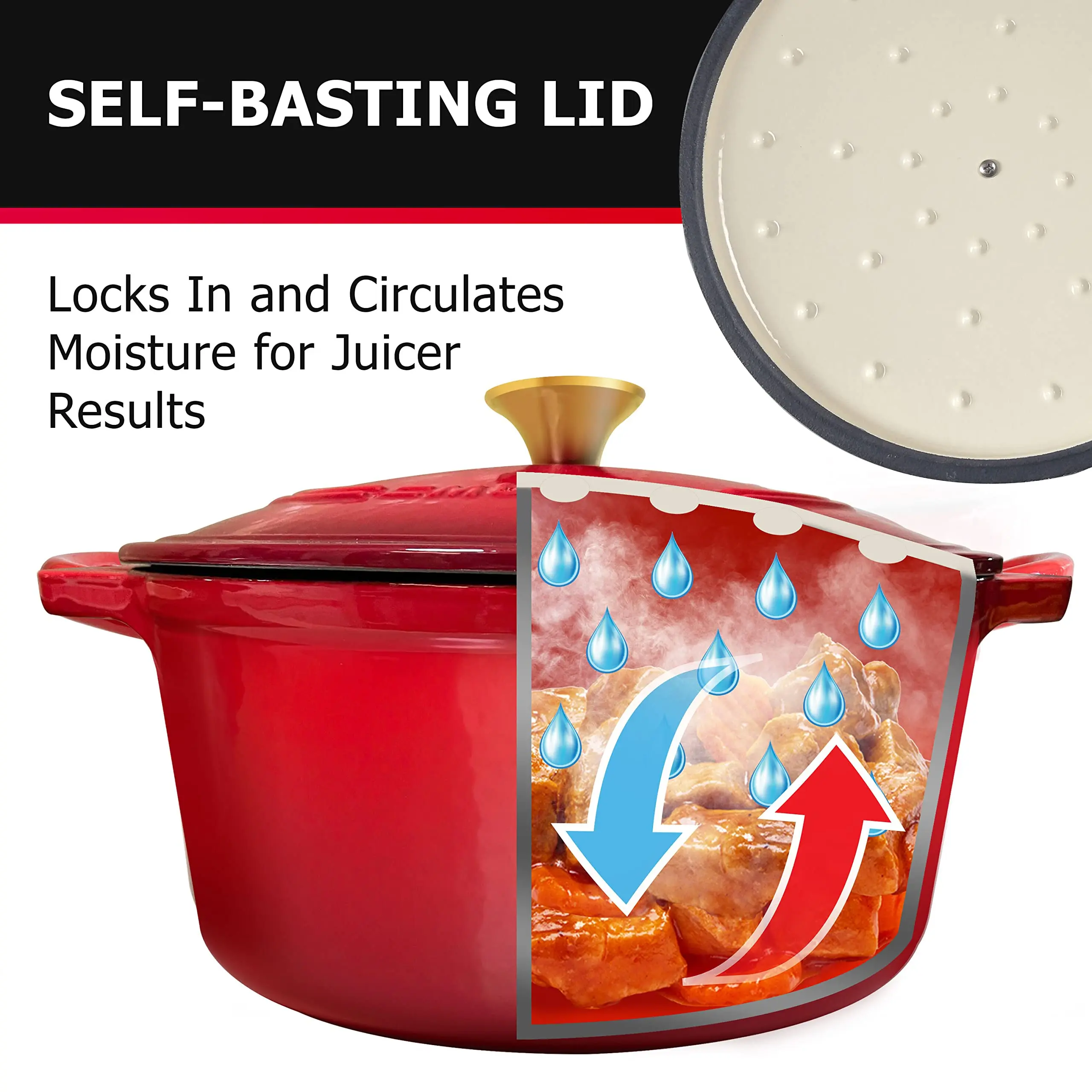 Forno Per Pane In Ghisa Smaltata HAWOK - Coperchio Verde, 0.65 Quart, Per Pane Croccante E Cotture Varie