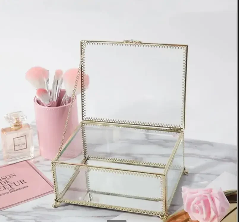 

Rectangular Jewelry Storage Box Glass Jewelry Box Jewelrys Organizer Display Stand Home Storage Display Boxes Cosmetic Boxes