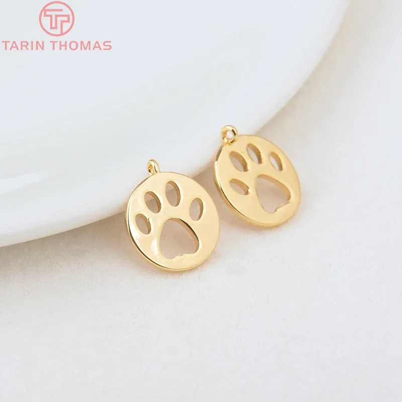 

(812)6 шт. 12 мм Отверстие 1,5 мм 24 к золотого цвета латунные подвески в виде следов собаки подвески высокого качества Diy Ювелирные изделия Аксессуары