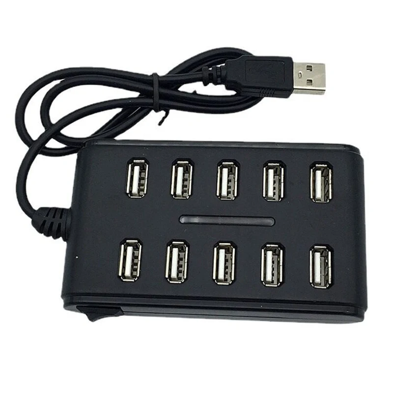 USB2.0 HUB 10 Ports Cable Splitter Switch Power USB Disk Card Reader Extender Mouse Keybard Converter Phone Charging Dock Combo