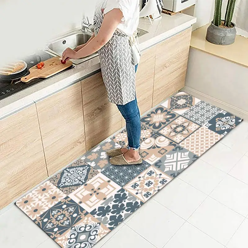 

Floral Print Carpet Non-slip Kitchen Door Mat Comfortable Room Door Mat Carpet Room Decoration Aesthetic Area Rug