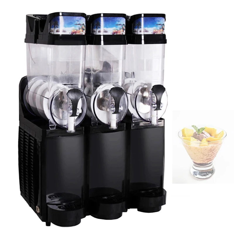 

Three Tank Snow Melting Machine Frozen Drink Smoothie Dispenser Ice-Cool Juice Making Commercial Slushy Machine