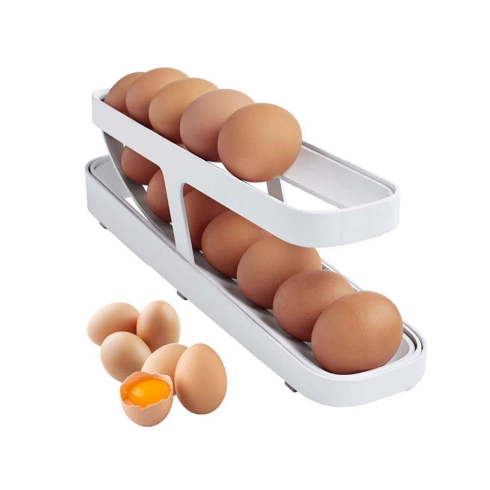 

Refrigerator Rolling Egg Holder Rack Egg Dispenser Egg Box Storage Organizers for Automatic Rolldown Egg Dispenser Kitchen Items