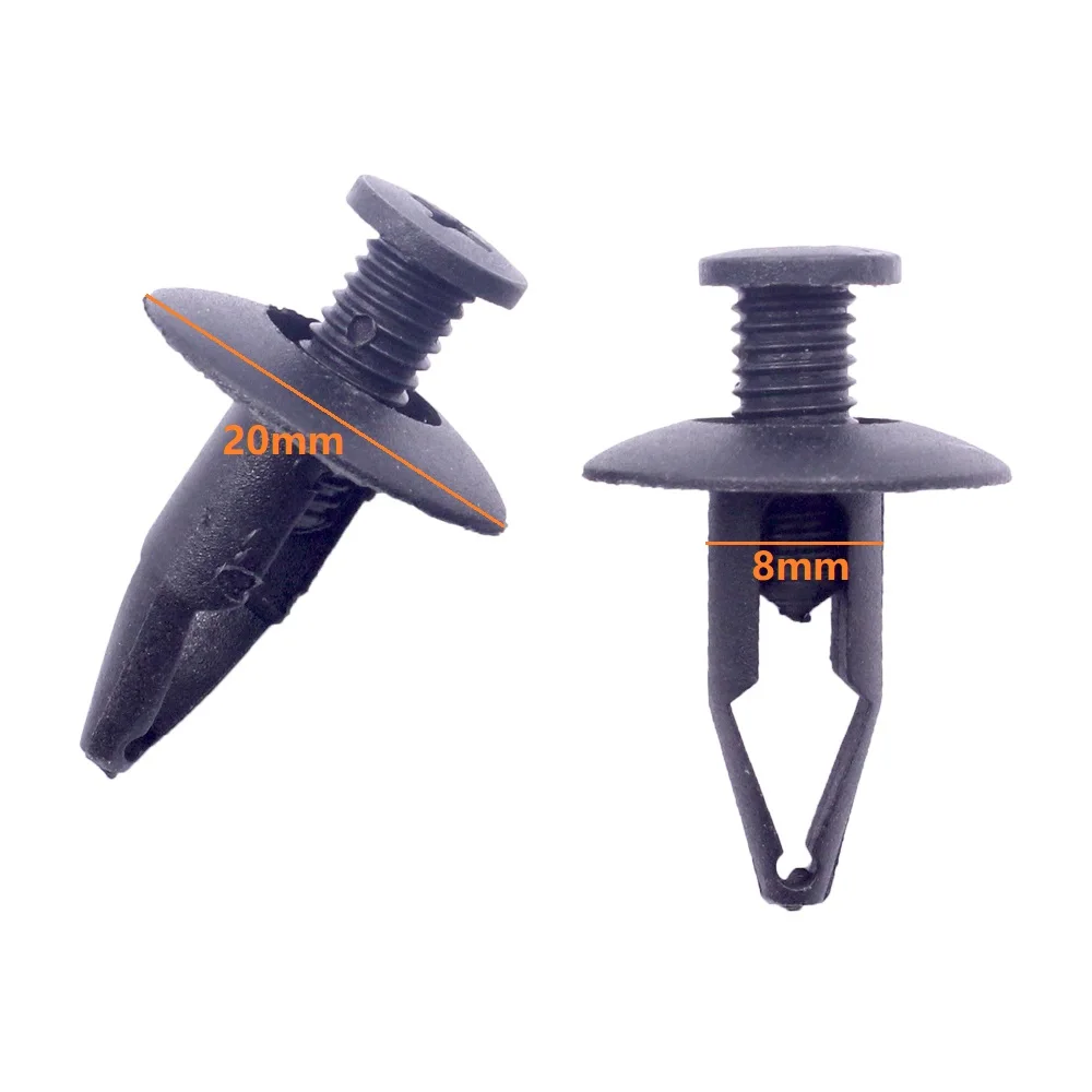 

100pcs Bumper Cover Retainer Clips 8mm Push Pin 9mm for Chrysler GM Universal Car