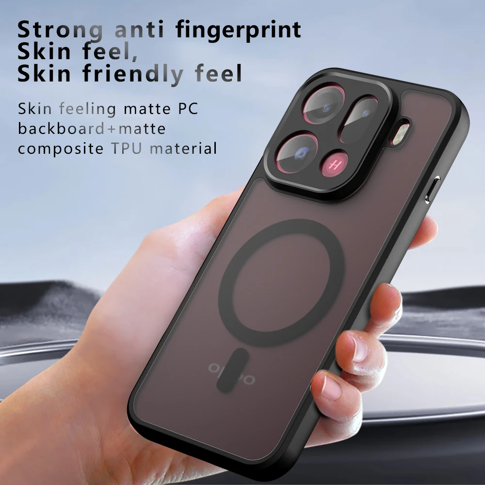 Shockproof Magnetic Matte Phone Case with Soft TPU Frame and Hard Plastic Back Cover