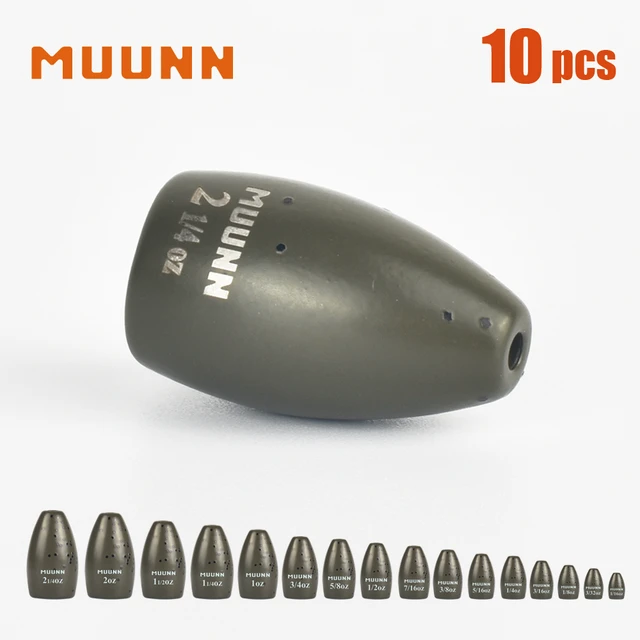 MUUNN 10PCS Tungsten Sinkers Bullet Fishing Weights 1.8g~56g