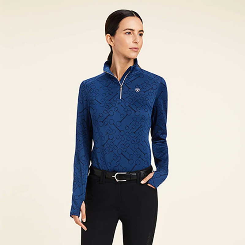 

Ariat 2023 Bottom Print T-Shirt Women's Long Sleeve Top Prophecy 1/4 Zip Women's Slim Fit Athletic Equestrian Thumbholes T-Shirt