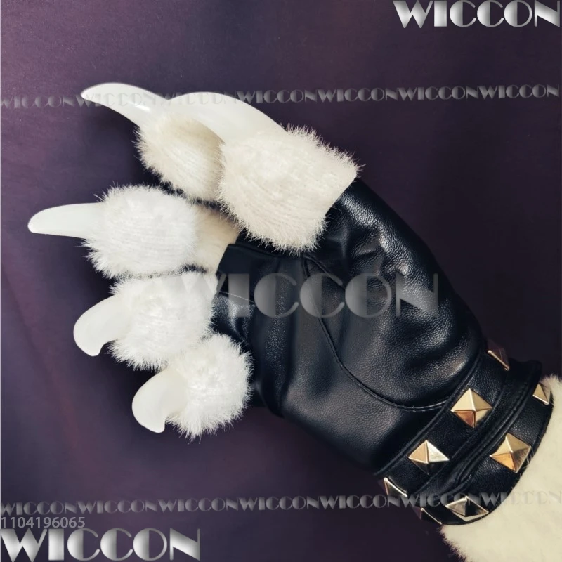 Kig Furry Claws Fluffy Gloves Fursuit Kigurumi Cosplay Furred Black White Accessory Dog Bracelet Holloween Women Men Customized