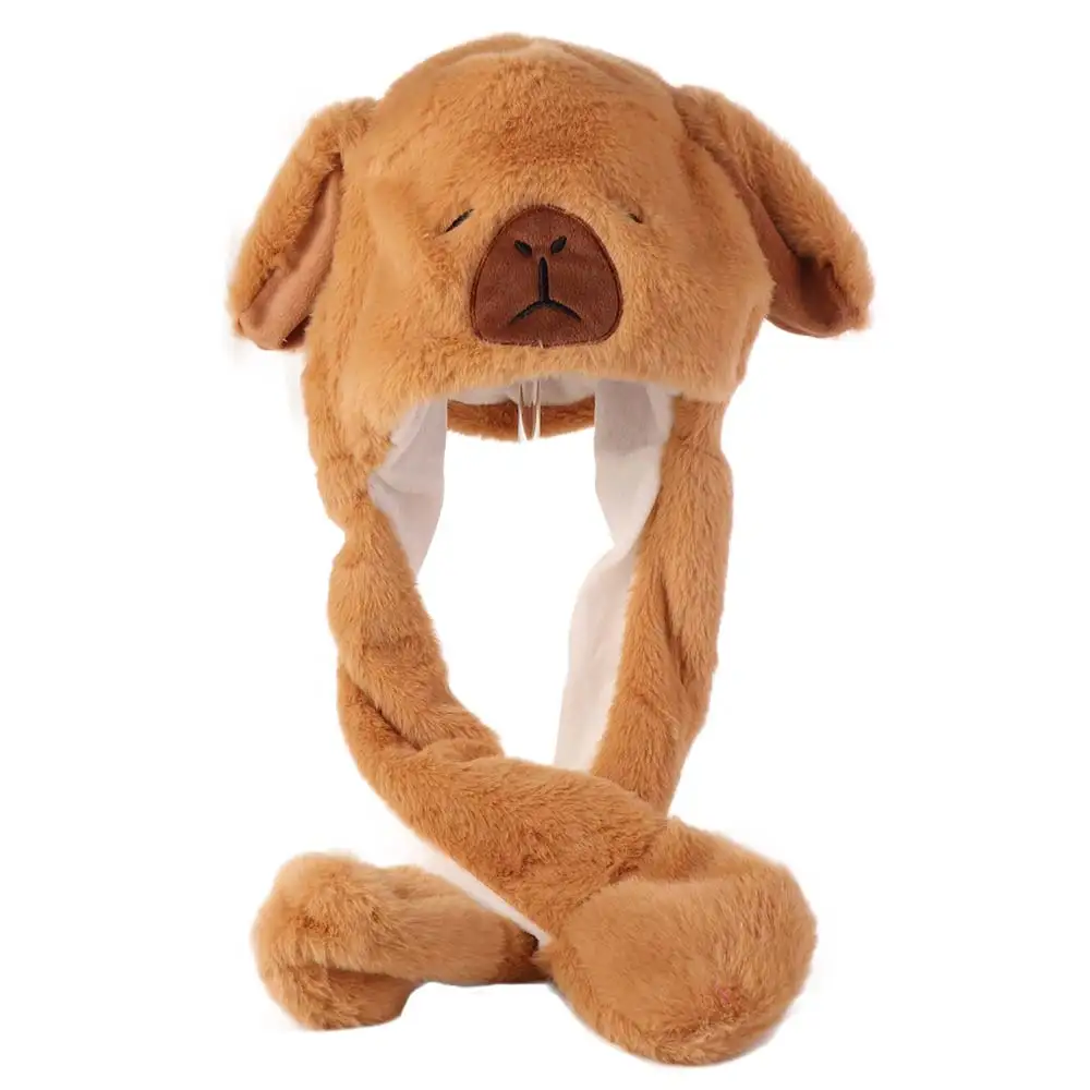 Capybara créatif sautant casquette moelleux oreille mobile chapeau Animal oreille doux chapeau adultes