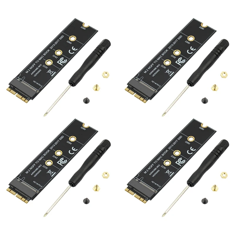 

Преобразователь для SSD-накопителя 4х M.2 NVME для Air Pro Retina 2013-2017 NVME/AHCI, комплект SSD для A1465 A1466 A1398 A1502