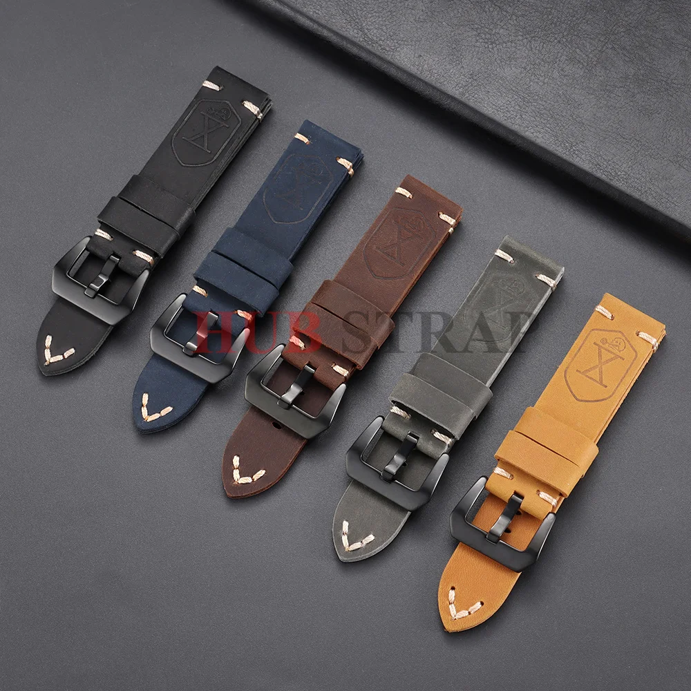 Vintage Dark Brown Handmade Cowhide Leather Watchband Strap - Soft Men's Bracelet