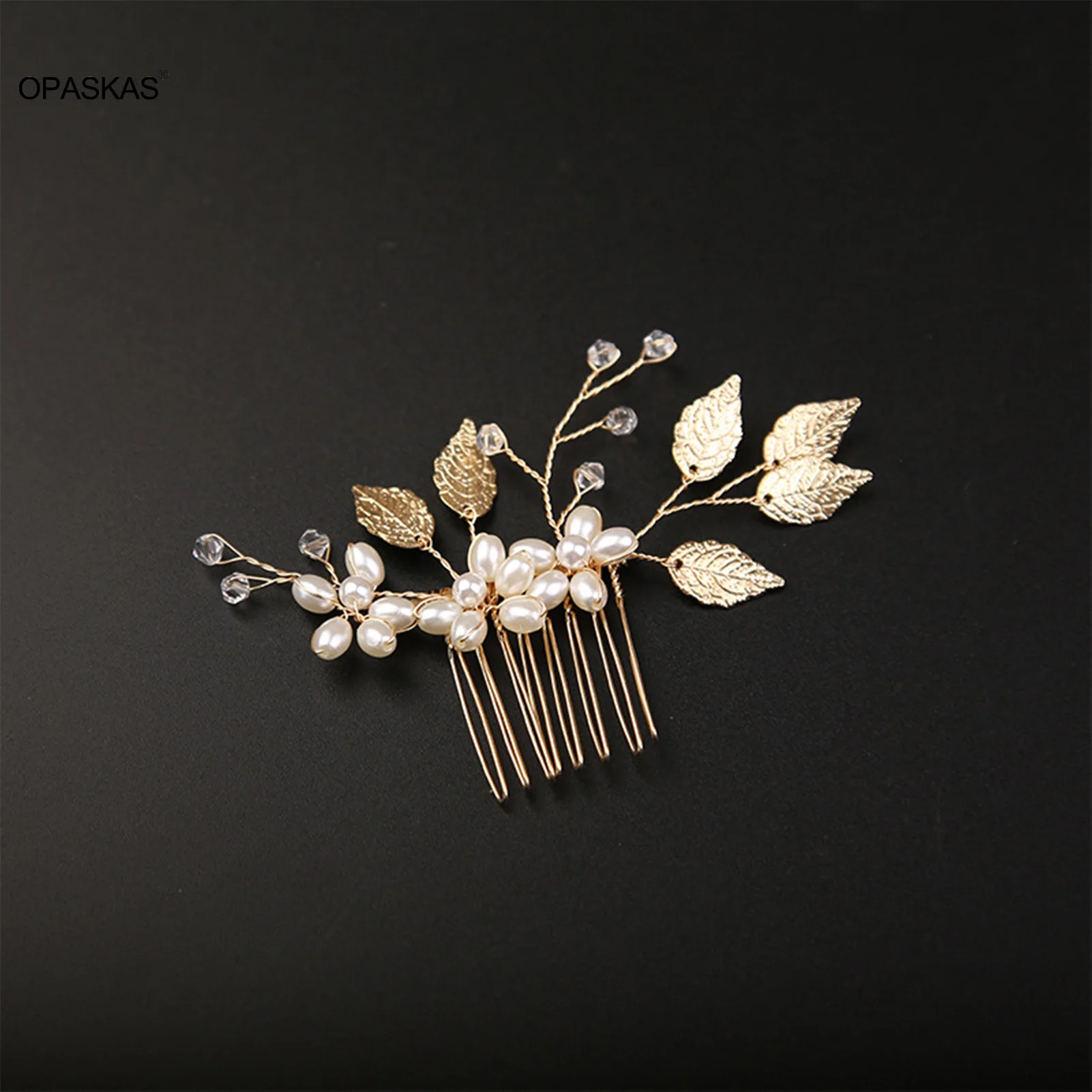 Hair accessory Pearl Flower Hairpin Side Comb Sets Wedding Hair Accessories Leaf Shaped Tiaras Bride Insert Hair Clip Jewelry Fashion Headwear