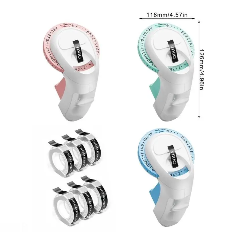 D08B E975 라벨링 장치 엠보싱 장치 DIY 생성 홈 오피스 사용을위한 핸드 헬드 수동 프레스 라벨 프린터