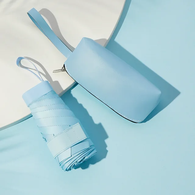 Bőr Tok Cipzáras Táska Mini Összecsukható Fényvédő Esernyő Nők Számára Napfényes Nap És Uv Védelem Kis Hordozható Zseb - Image 6