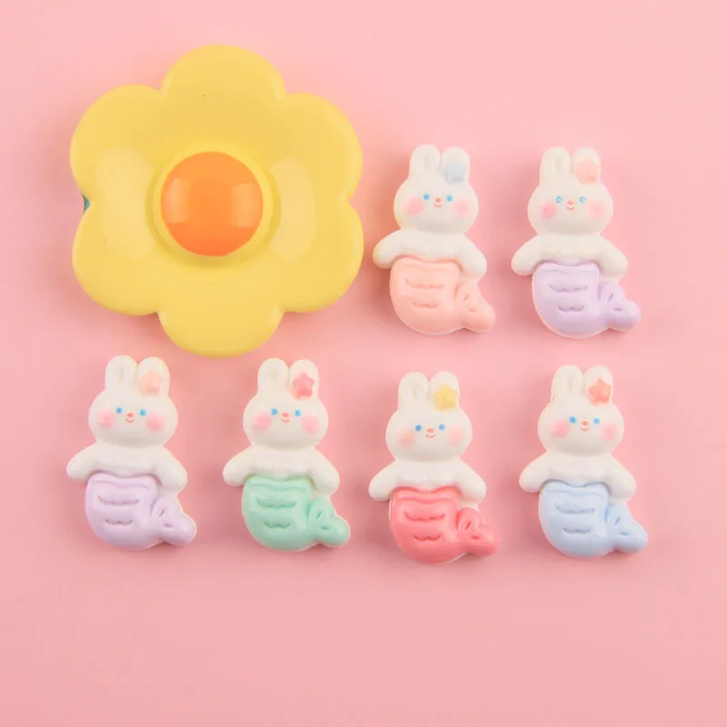 

10Pcs Cartoon Mermaid Rabbit Series Resin Charms Phone Case DIY Decoration Creative Halloween Gifts Jewelry Making Accessories
