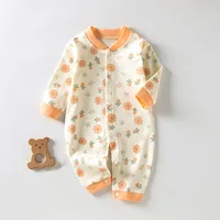 Pure Cotton Print Infant Long Sleeve Bodysuit Newborn Clothing Baby Home Wear New Toddler Boys Girls Cute Loose Pants Rompers 4