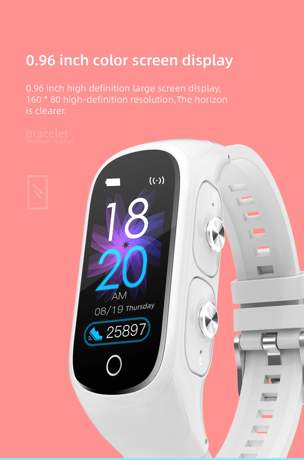 

N8 Smart Bracelet BT Headset color screen Smart Watch Multiple Sport wristband Health Monitor BT dual headset call