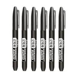 6 PCS Waterproof Permanent Marker Set - Black, Blue, Red Inks for Art and School Supplies (6 Black Set)