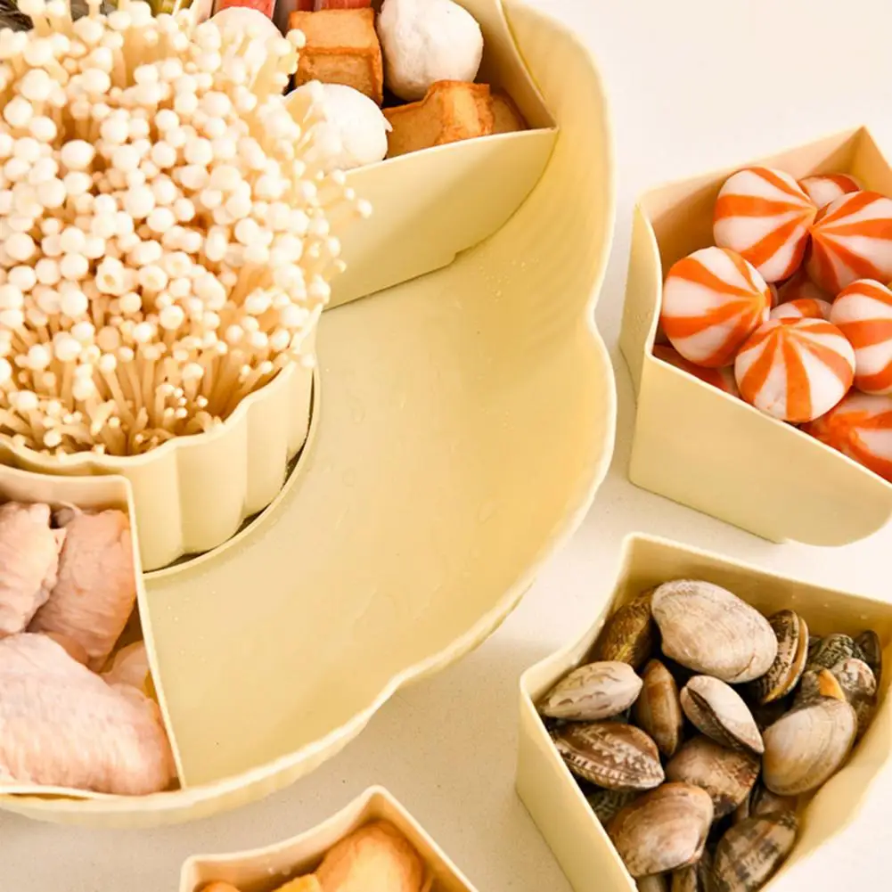 Serving Dishes Versatile 360 Degree Rotatable Serving Tray with 8 Dividers for Hot Pot Snacks Fruit Detachable Draining Food