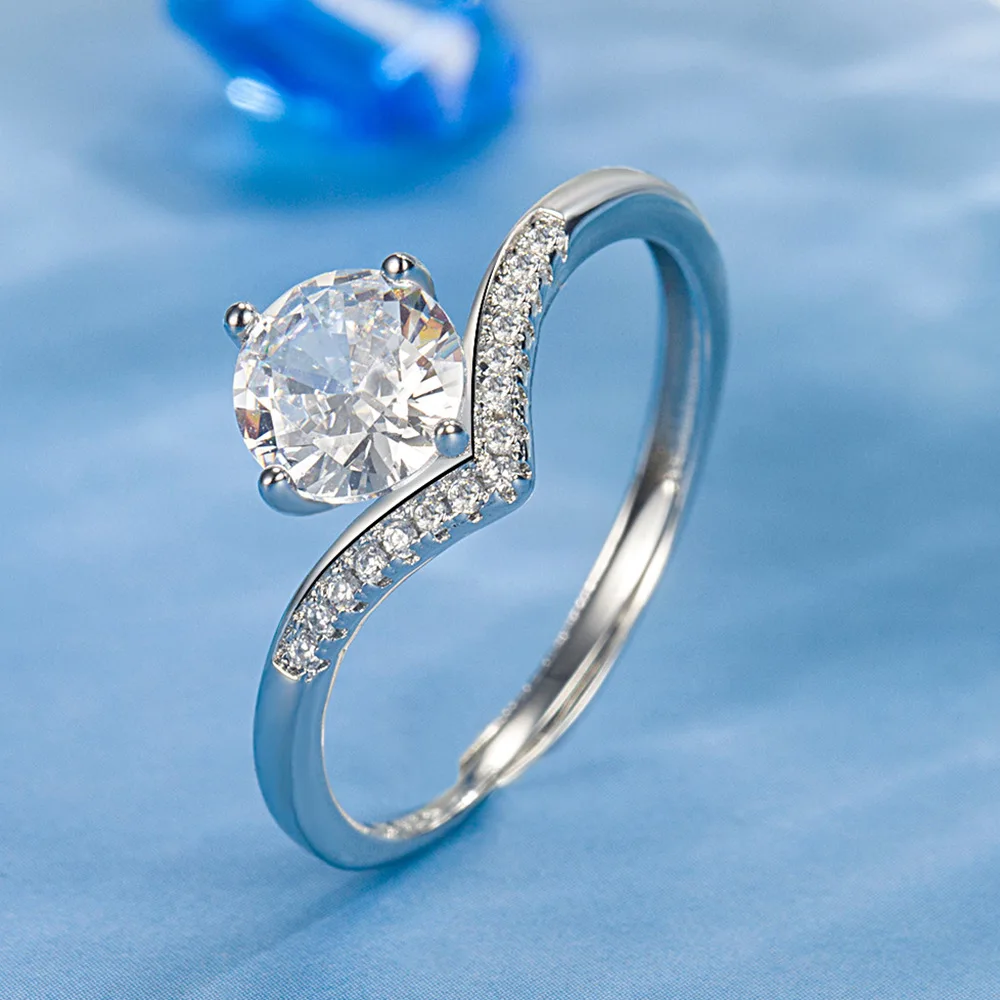 Silver Rings 925 Sterling Open CZ Simulated Stackable Platinum Plated Eternity Bands for Women