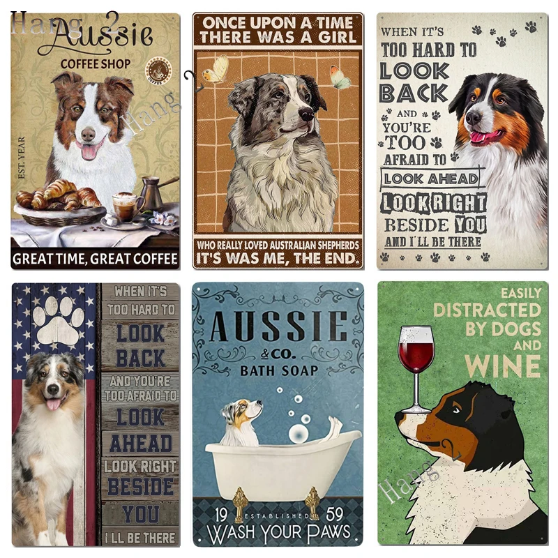 Australian Shepherd Wall Poster Metal Signs Australian Shepherd