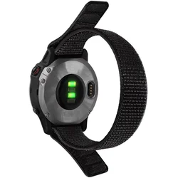 Durable Nylon Hook & Loop Strap for Garmin Smartwatch - Adjustable Wristband Bracelet (Black)
