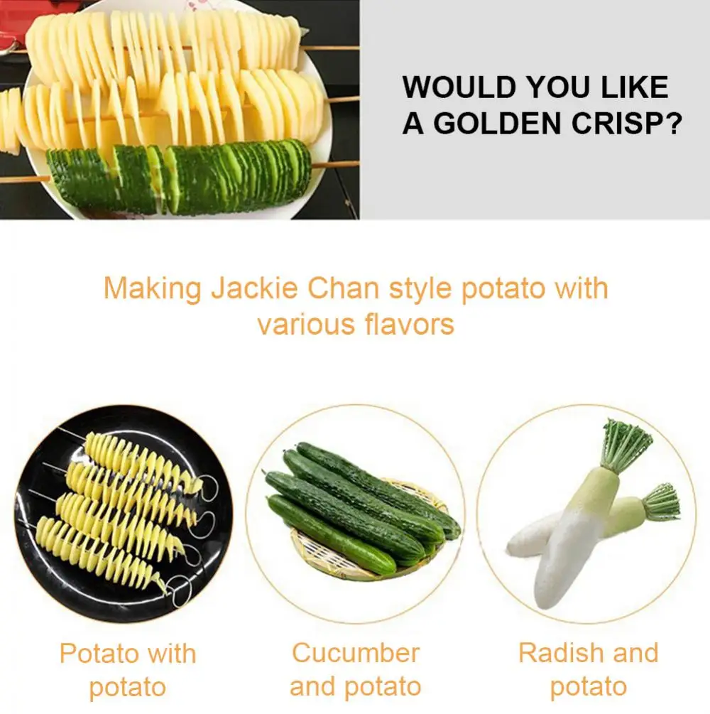 Stainless Steel Rotate Potato Slicer Spiral Cutter DIY Manual Potato Chip Tower Slicer Twisted Slicing Knife Kitchen Tool vegetable cutter
