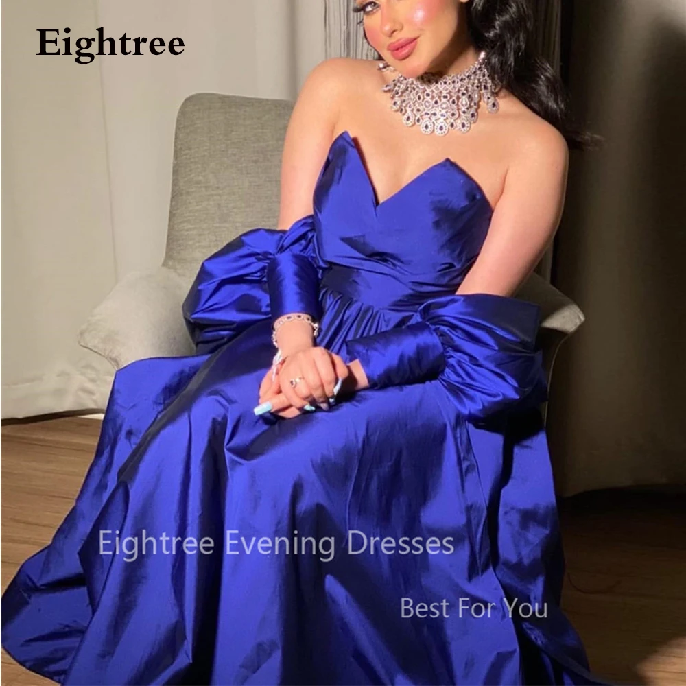 

Eightree Charming Arabic A Line Evening Party Dresses Detachable Sleeves Formal Prom Gowns Special Event Bow Vestidos De Festa