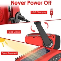 Lampe de camping solaire à manivelle 62 avec radio AM/FM, lampe de poche LED, dynamo à main multifonctionnel, chargement USB, extérieur, 2000mAh 6