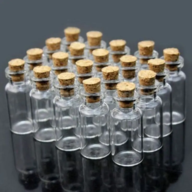 5 개 0.5/1/1.5/2/2.5/5 ml 유리 보관 용기, 코르크 항아리 병 유리 용기와 빈 투명 작은 바이알 용기