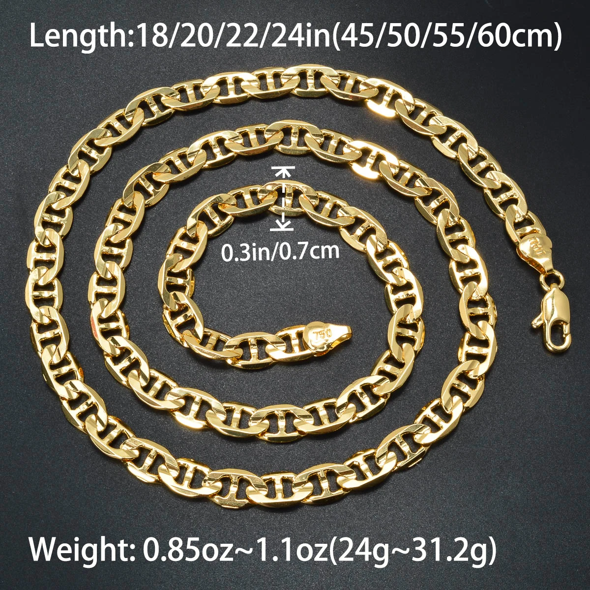 Punk Thick Chain Necklace Gifts Trendy Luxury Italy 750 18k Gold